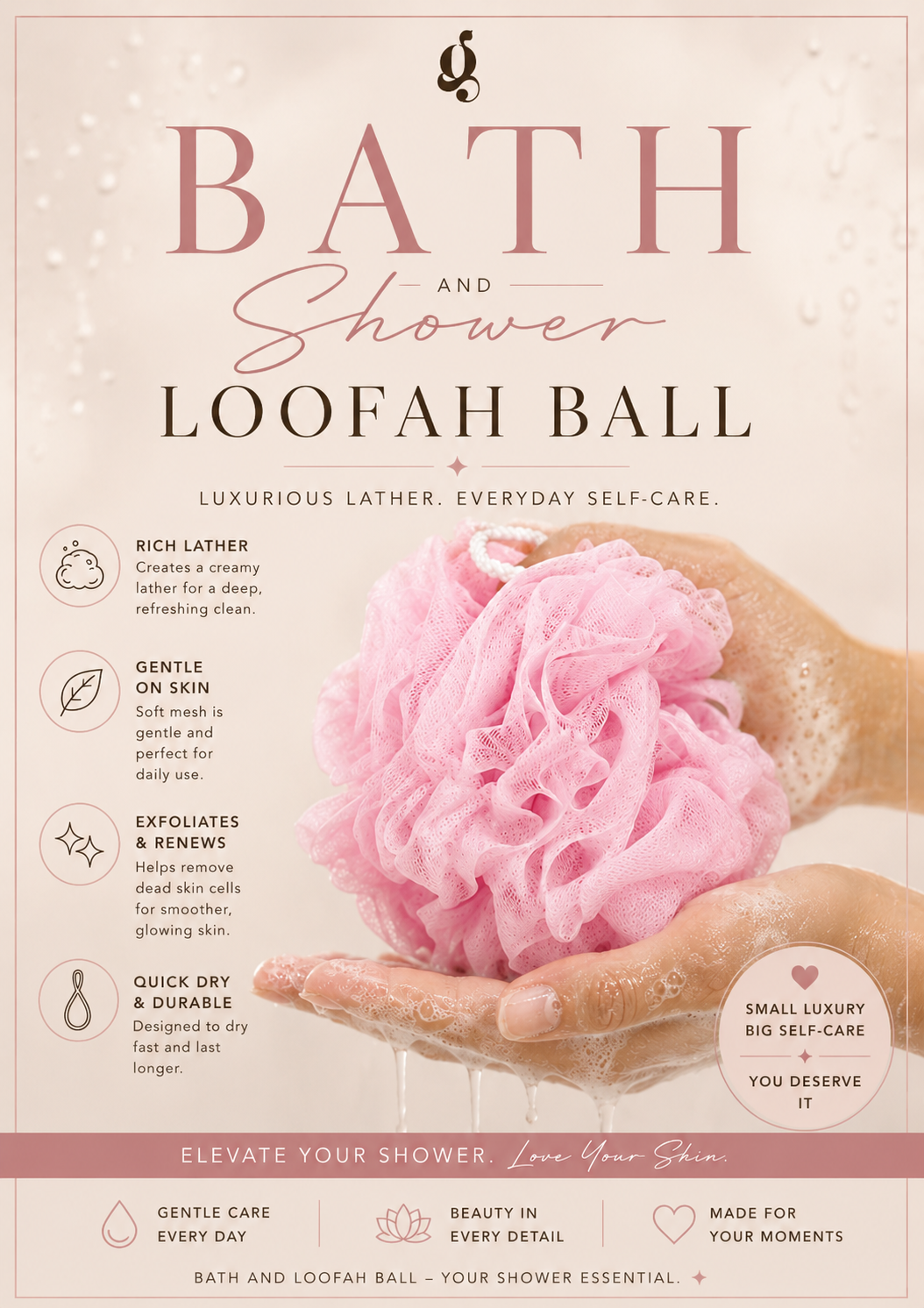 Bath / shower loofah ball - Pink